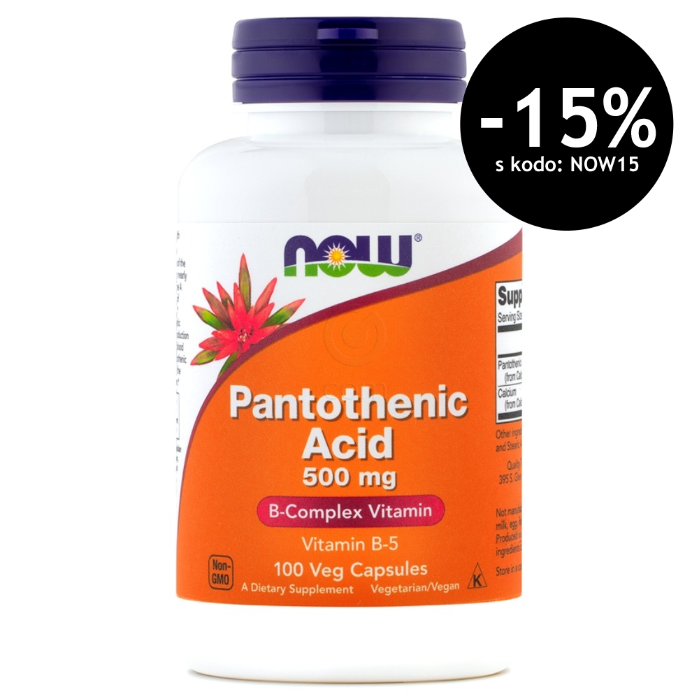 NOW Pantotenska kislina 500 mg, kapsule (100 kapsul)